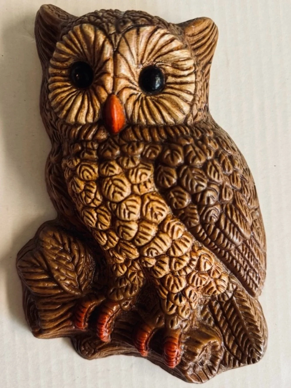 4 HOMCO Vintage 70s Adorable Rustic Brown Owl Wall Decor Set of 4